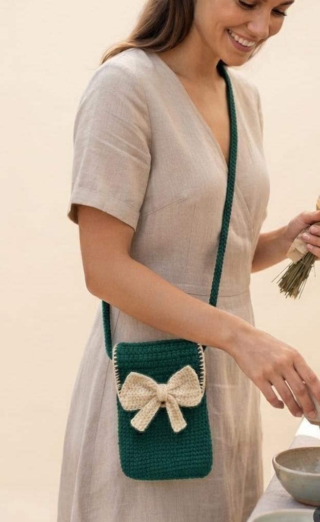 Handmade Crochet Phone Pouch / Crossbody Bag