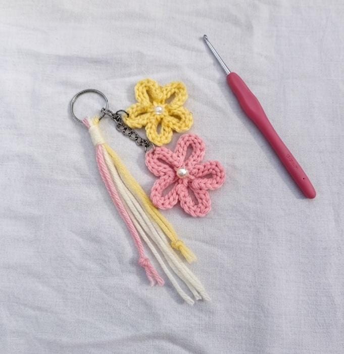 Handmade Crochet Floral Tassel Keychain