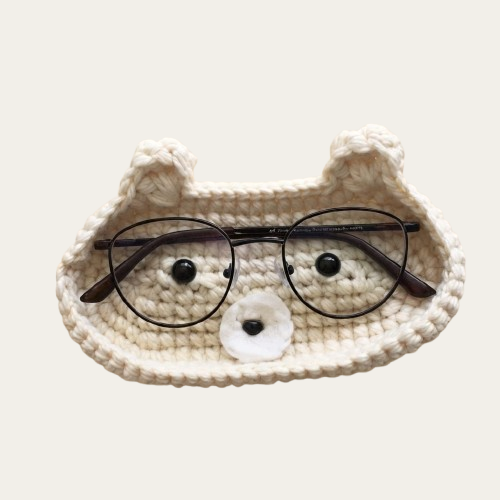 Handmade Crochet Cute Bear Glasses Case
